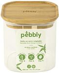 PEBBLY Квадратен стъклен канистер за съхранение с бамбуков капак - 800 мл.