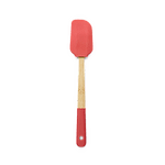 Силиконова червена шпатула PEBBLY с дръжка от бамбук - 21 см