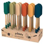 Силиконова шпатула PEBBLY с дръжка от бамбук в различни пастелни цветове - 25 см