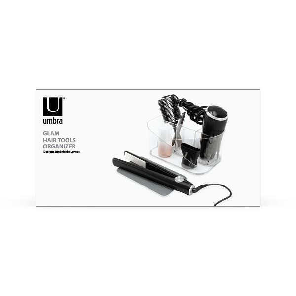 UMBRA Органайзер за аксесоари за коса с топлоустойчива подложка за маша / преса за коса “GLAM“ - цвят прозрачен / графит