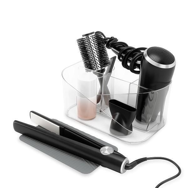 UMBRA Органайзер за аксесоари за коса с топлоустойчива подложка за маша / преса за коса “GLAM“ - цвят прозрачен / графит