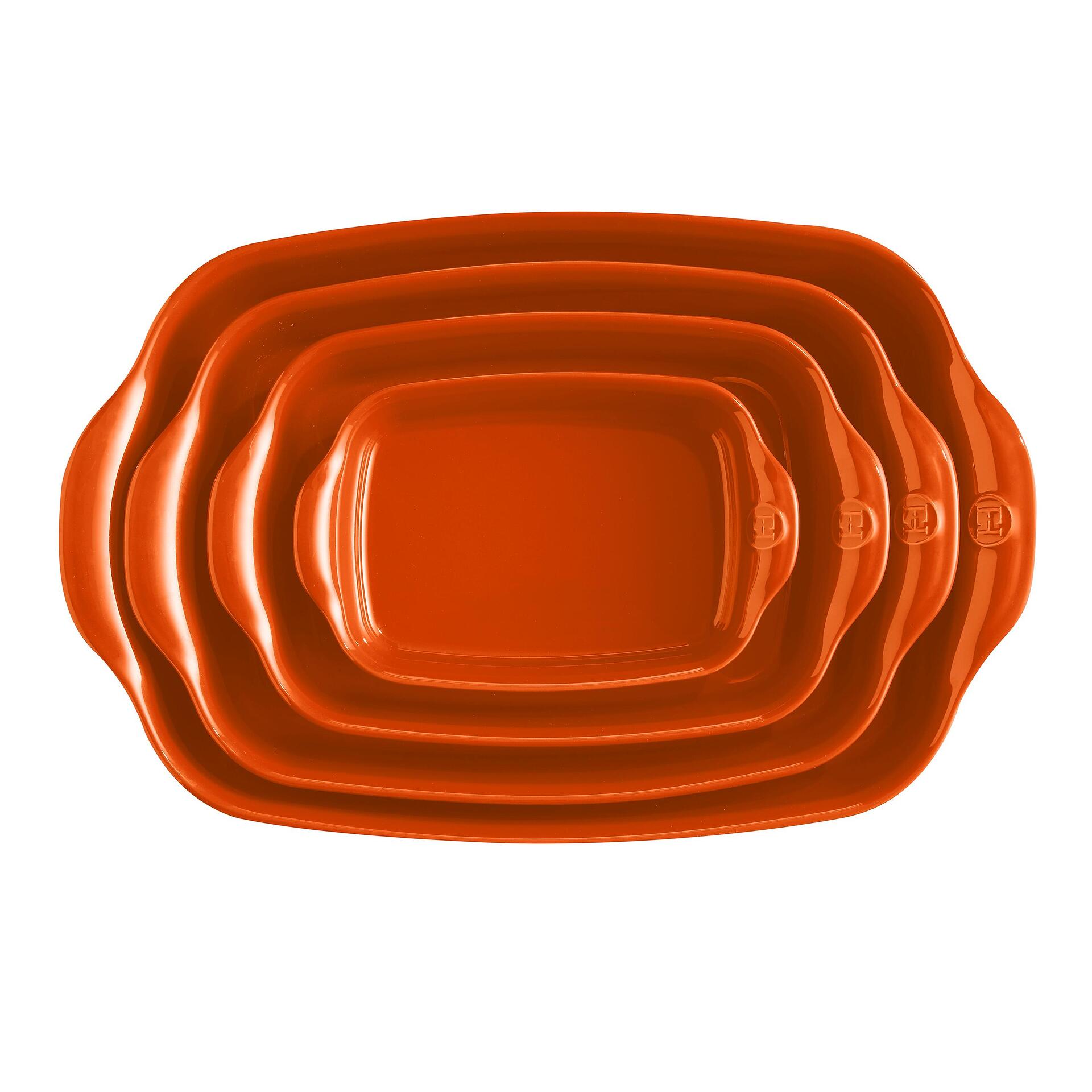 Керамична тава EMILE HENRY INDIVIDUAL OVEN DISH правоъгълна - 22 х 15 см - цвят оранжев