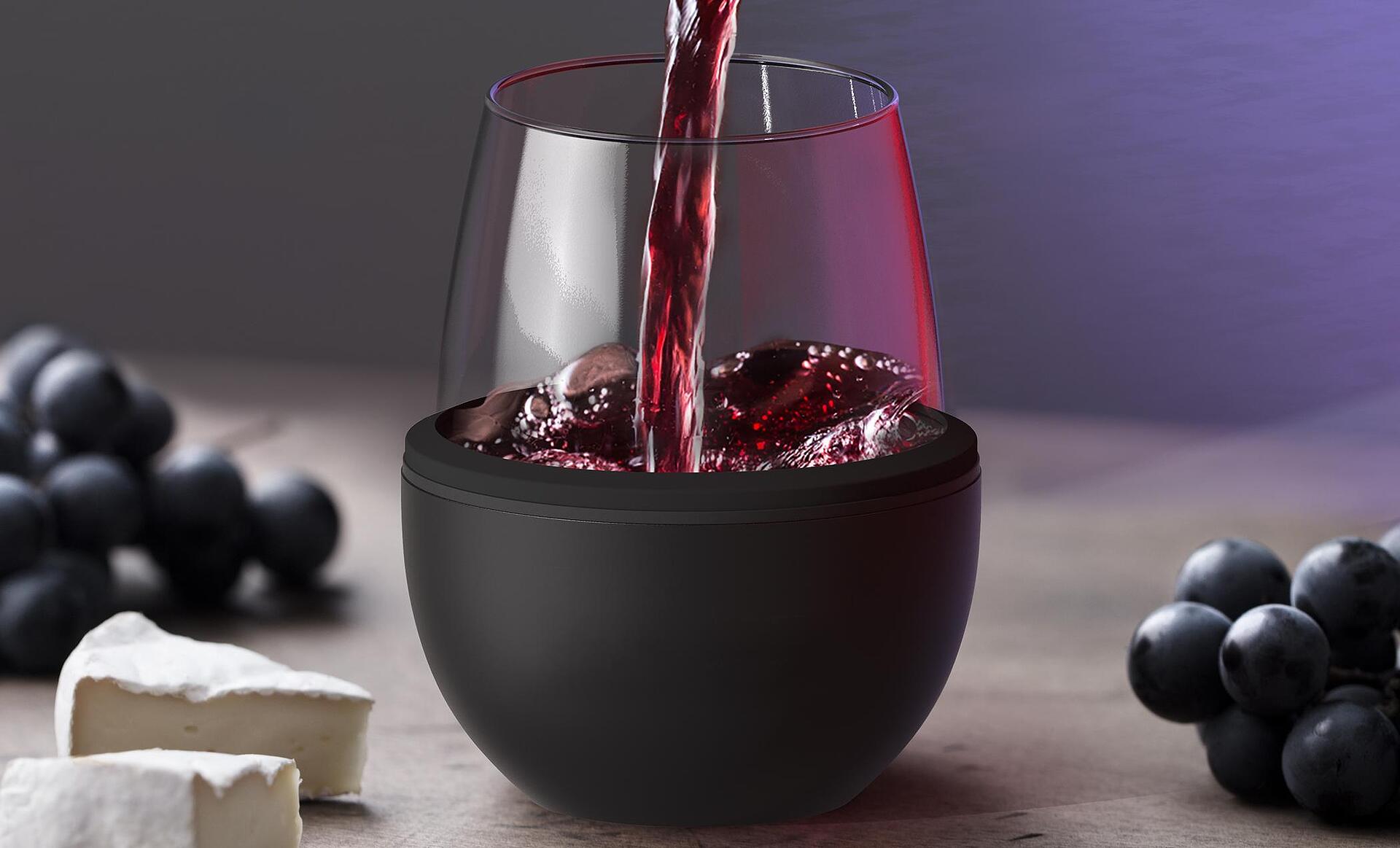 ASOBU Чаша с двустенна термоизолираща основа “WINE KUZIE“ - цвят сребрист