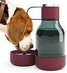 Бутилка за вода ASOBU DOG BOWL с купичка за куче - 1.5 л - цвят бордо