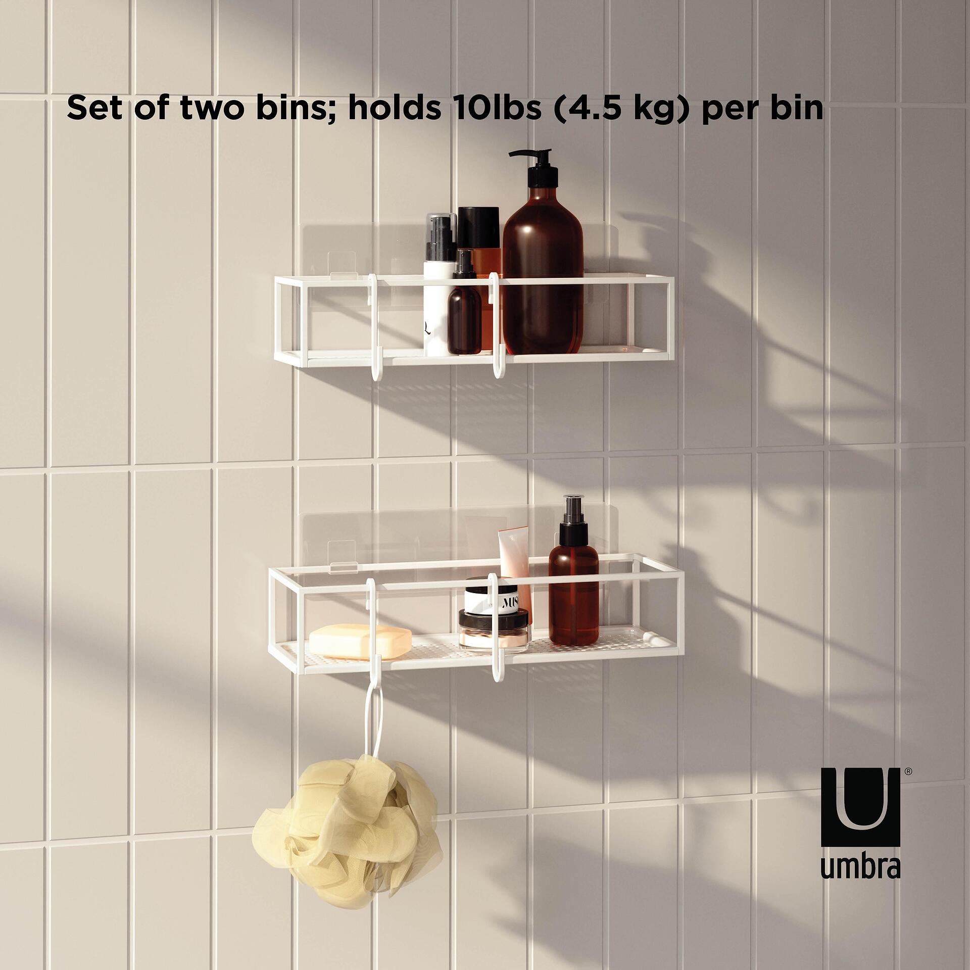 UMBRA Комплект от 2 бр. стенен органайзер за баня "CUBIKO" - бял цвят