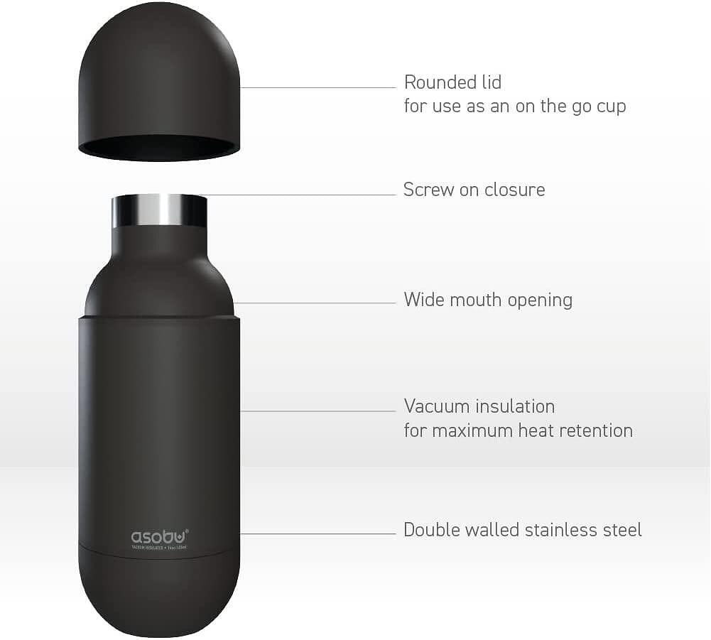 ASOBU Двустенна термо бутилка “ORB“ - 420 мл - цвят сив