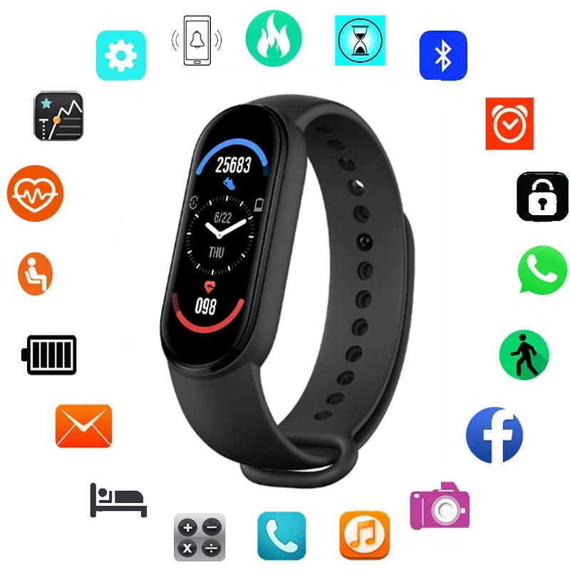2021 M6 Smart Watch Men Women Heart Rate Monitor Blood Pressure Fitness  Tracker Smartwatch Sports Bracelet Clock For Xiaomi iOS|Smart Watches| -  AliExpress