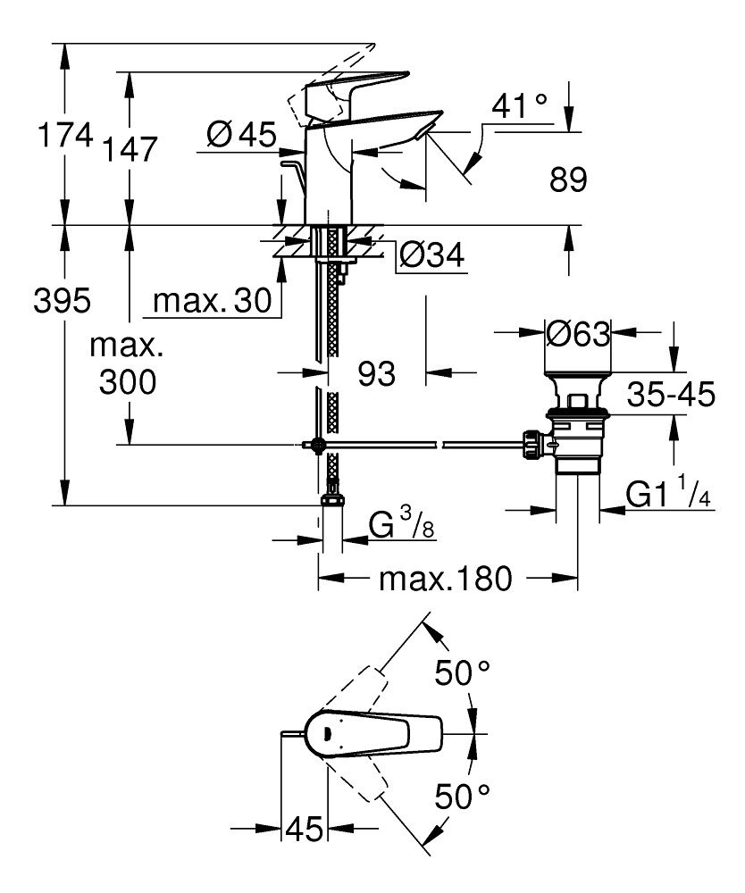 Смесител за мивка Grohe BauEdge S-размер 23328001