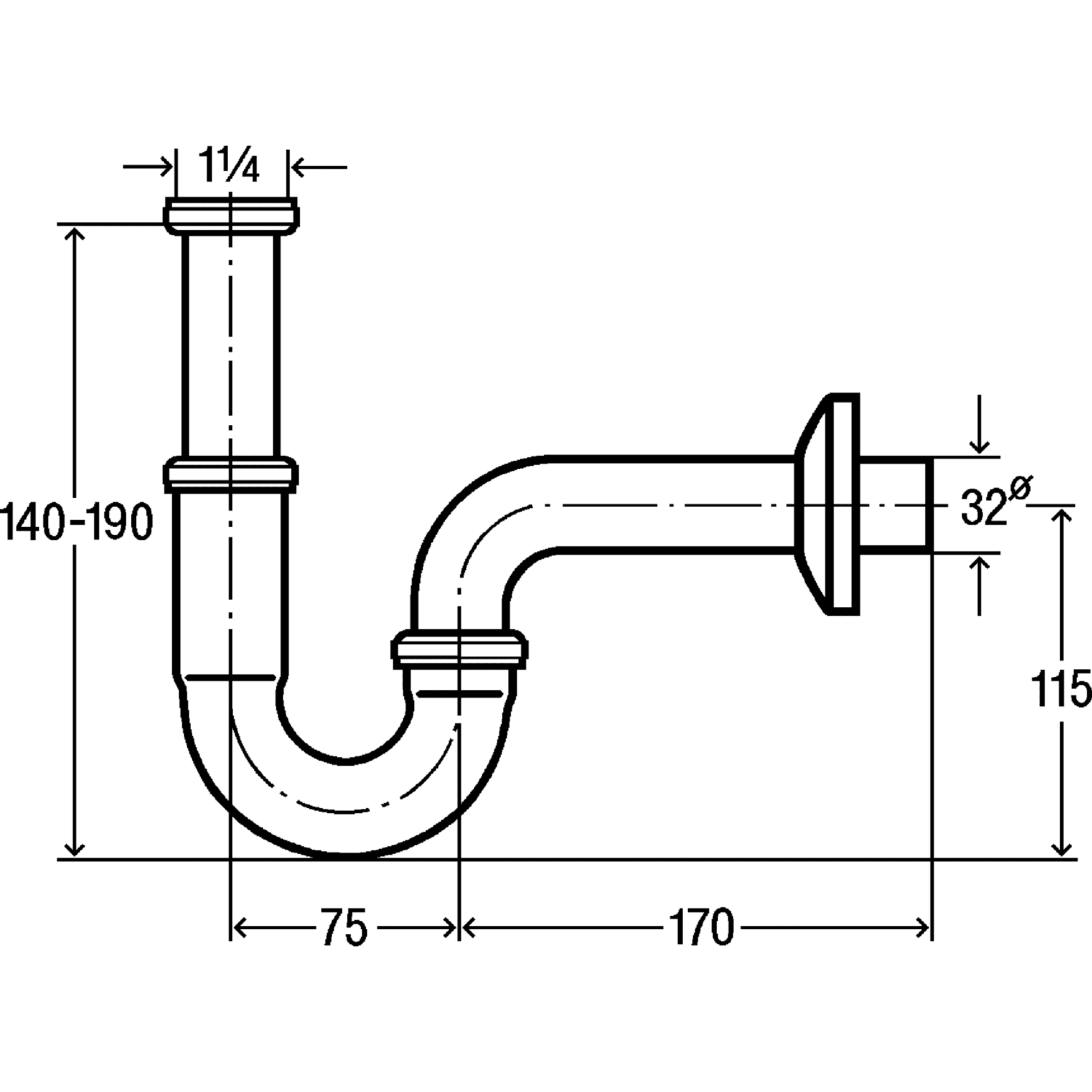 Хромиран тръбен сифон за мивка VIEGA | ТЕД Керамика