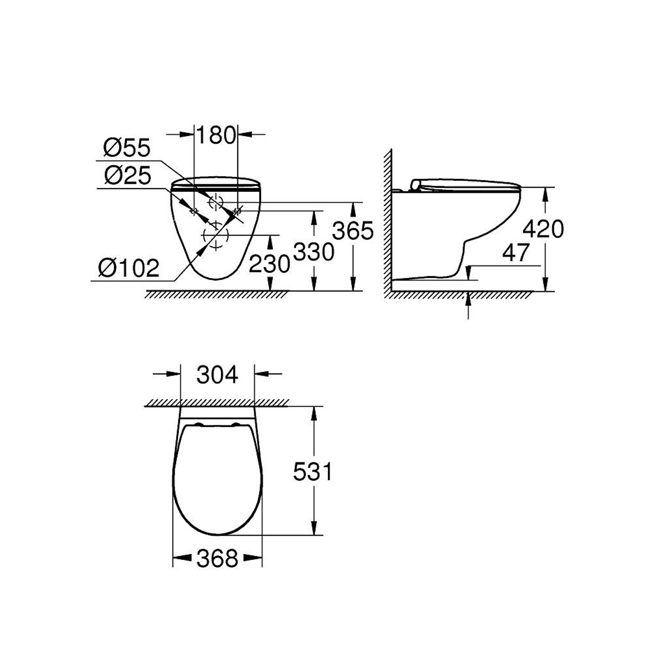 Grohe Bau Ceramic Комплект за конзолна тоалетна - 39351000: