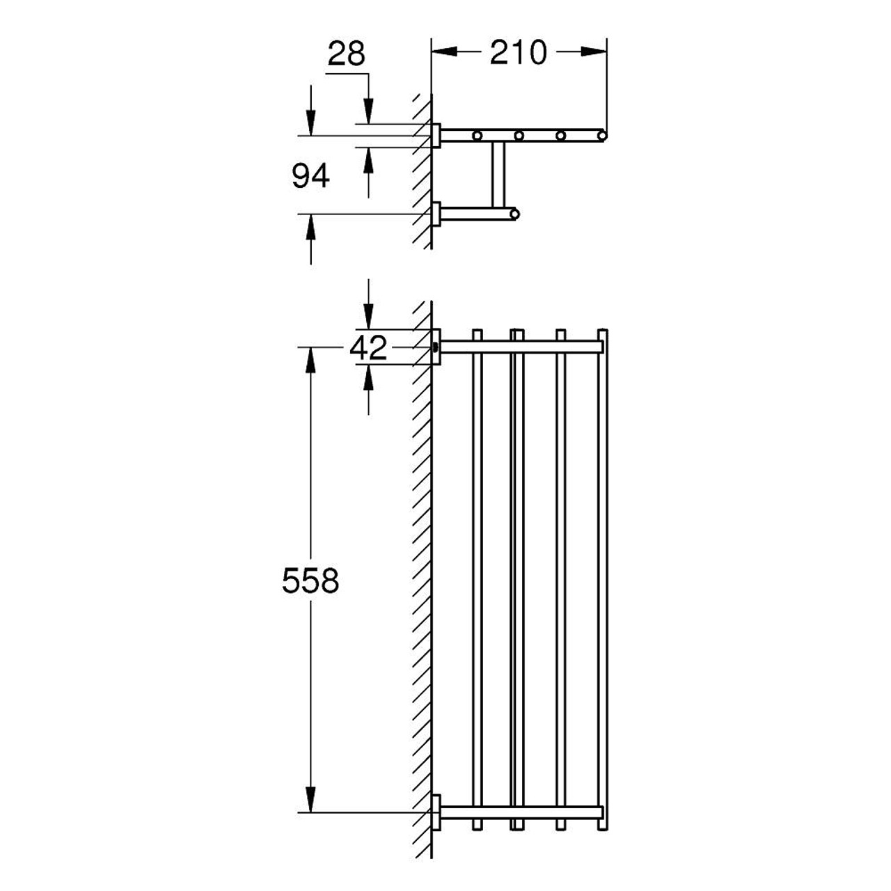 Поставка за хавлии 60см. GROHE Essentials Cube 40512001