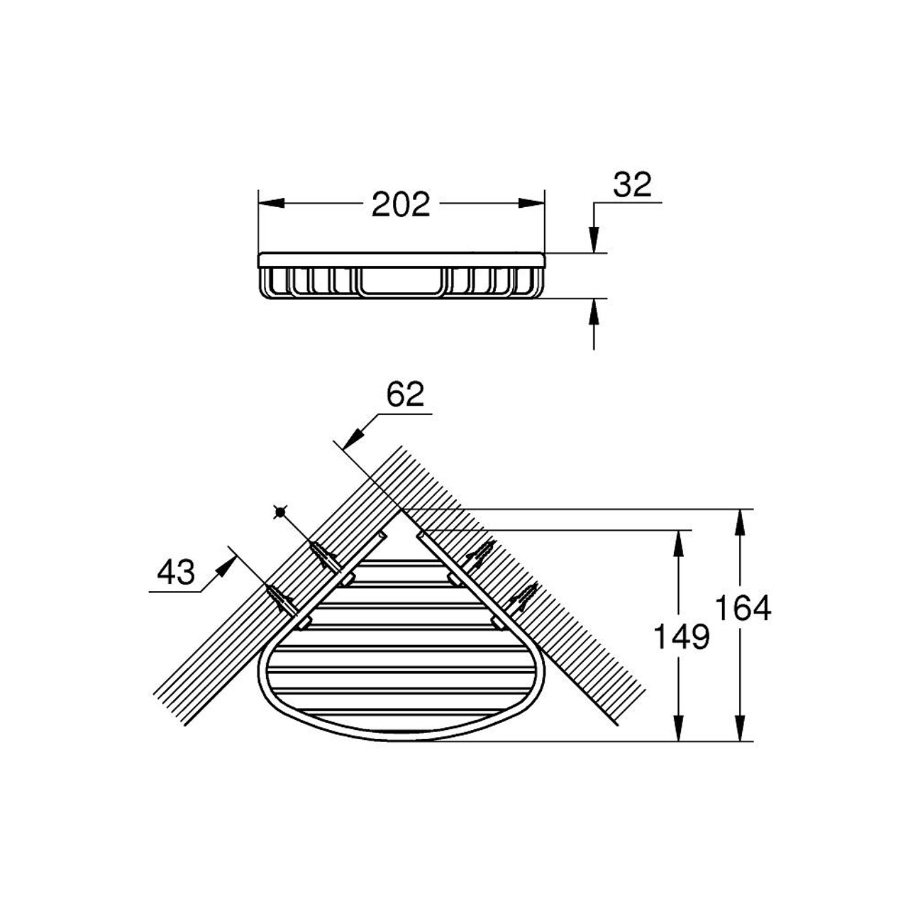  Ъглова кошница за баня 20см. GROHE BauCosmopolitan 40664001