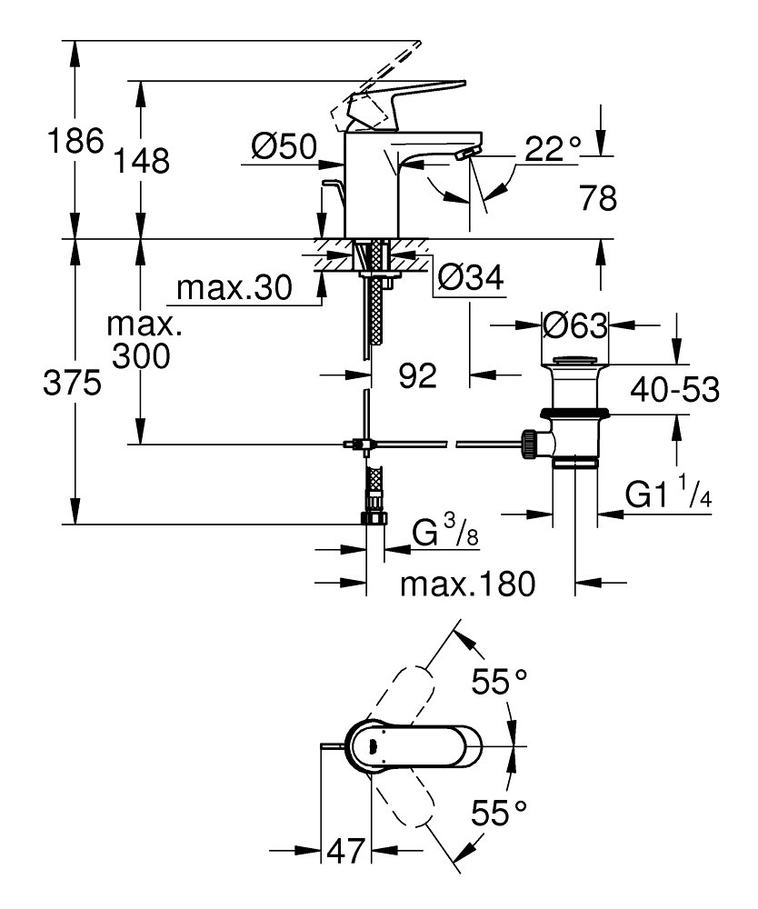 Смесител за мивка S-размер GROHE EUROSMART COSMOPOLITAN 32825000