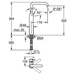 Смесител за умивалник, L-размер GROHE Essence цвят графит 32628AL1-Copy