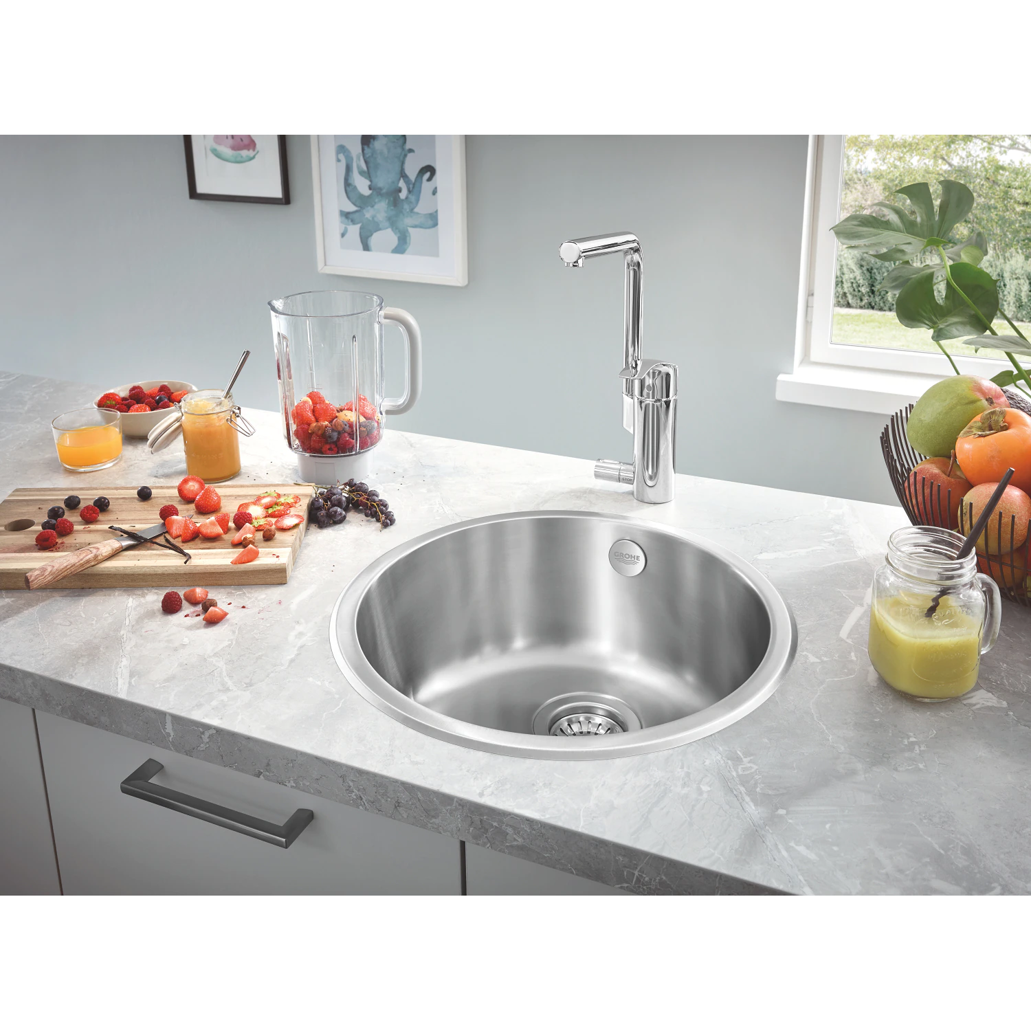 Кръгла кухненска мивка от неръждаема стомана GROHE K200  31720SD0