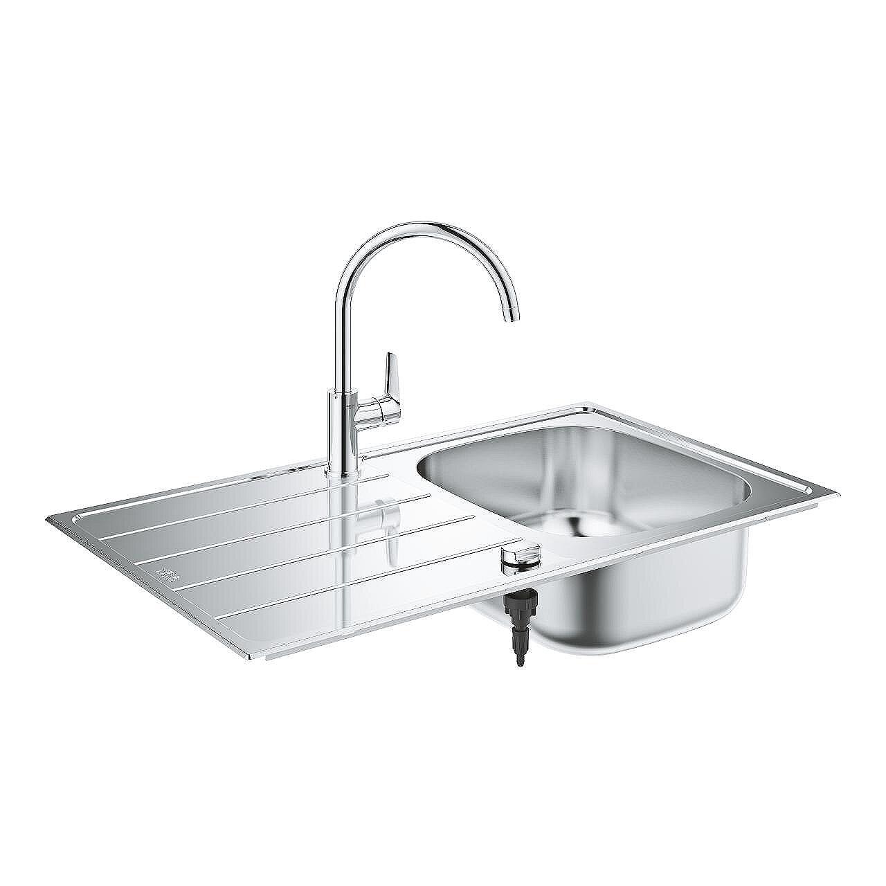 Комплект кухненска мивка от неръждаема стомана и смесител GROHE BauEdge 31562SD1