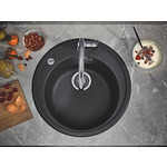 Композитна кръгла мивка за кухня в цвят черен гранит GROHE K200 31656AP0