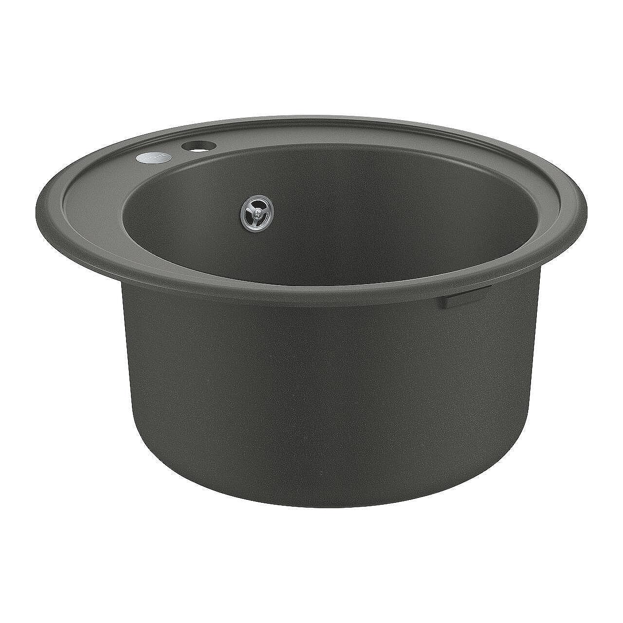 Композитна кръгла мивка за кухня в цвят сив гранит GROHE K200 31656AT0
