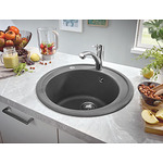 Композитна кръгла мивка за кухня в цвят сив гранит GROHE K200 31656AT0