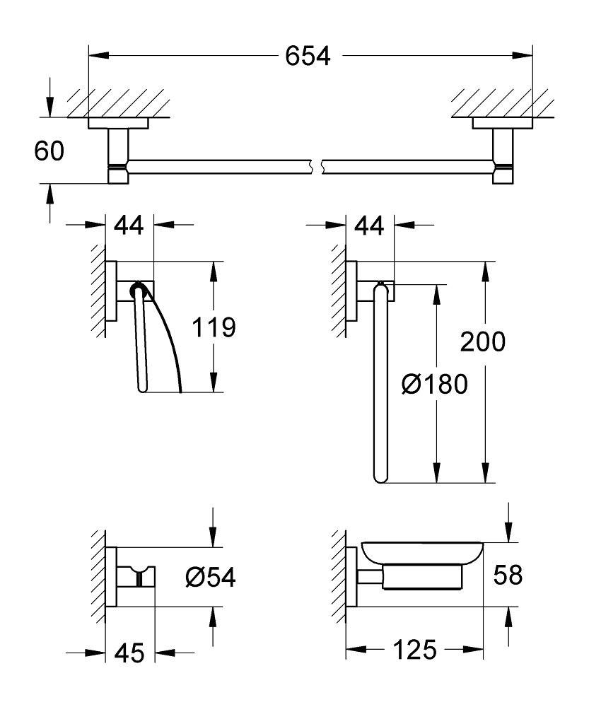 Комплект аксесоари за баня GROHE ESSENTIALS 5в1 40344001