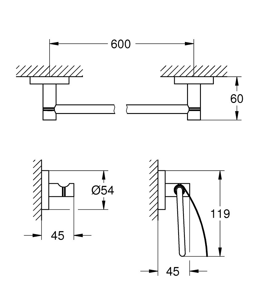 Комплект аксесоари за баня GROHE ESSENTIALS 3в1 40775001