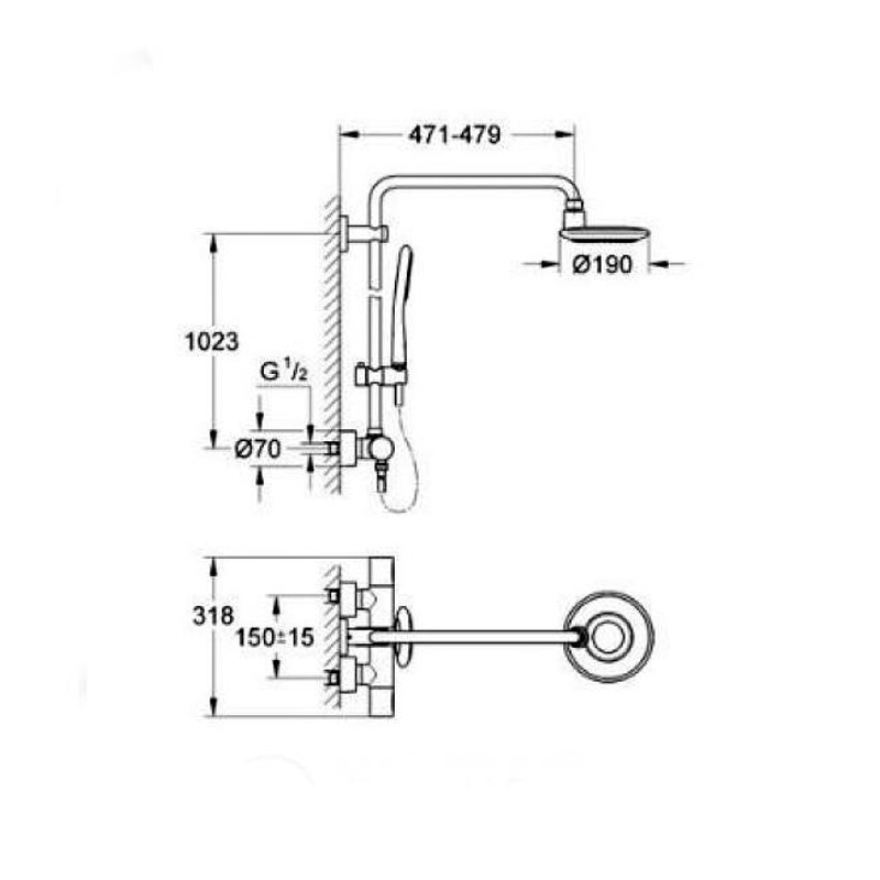 Душ система с термостатен смесител GROHE Rainshower Icon System 190 27363000