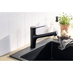 Гранитна кухненска мивка цвят графитено сиво HANSGROHE SilicaTec S510-F450 43312170