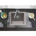 Гранитна кухненска мивка цвят бетонно сиво HANSGROHE SilicaTec S510-F450 43312380