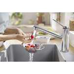 Гранитна кухненска мивка цвят бетонно сиво HANSGROHE SilicaTec S510-F450 43312380