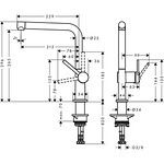 Висок L-образен кухненски смесител черен мат HANSGROHE Talis M54 270 72840670