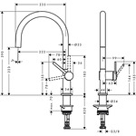 C-образен кухненски смесител цвят черен мат HANSGROHE Talis M54 220 72843670