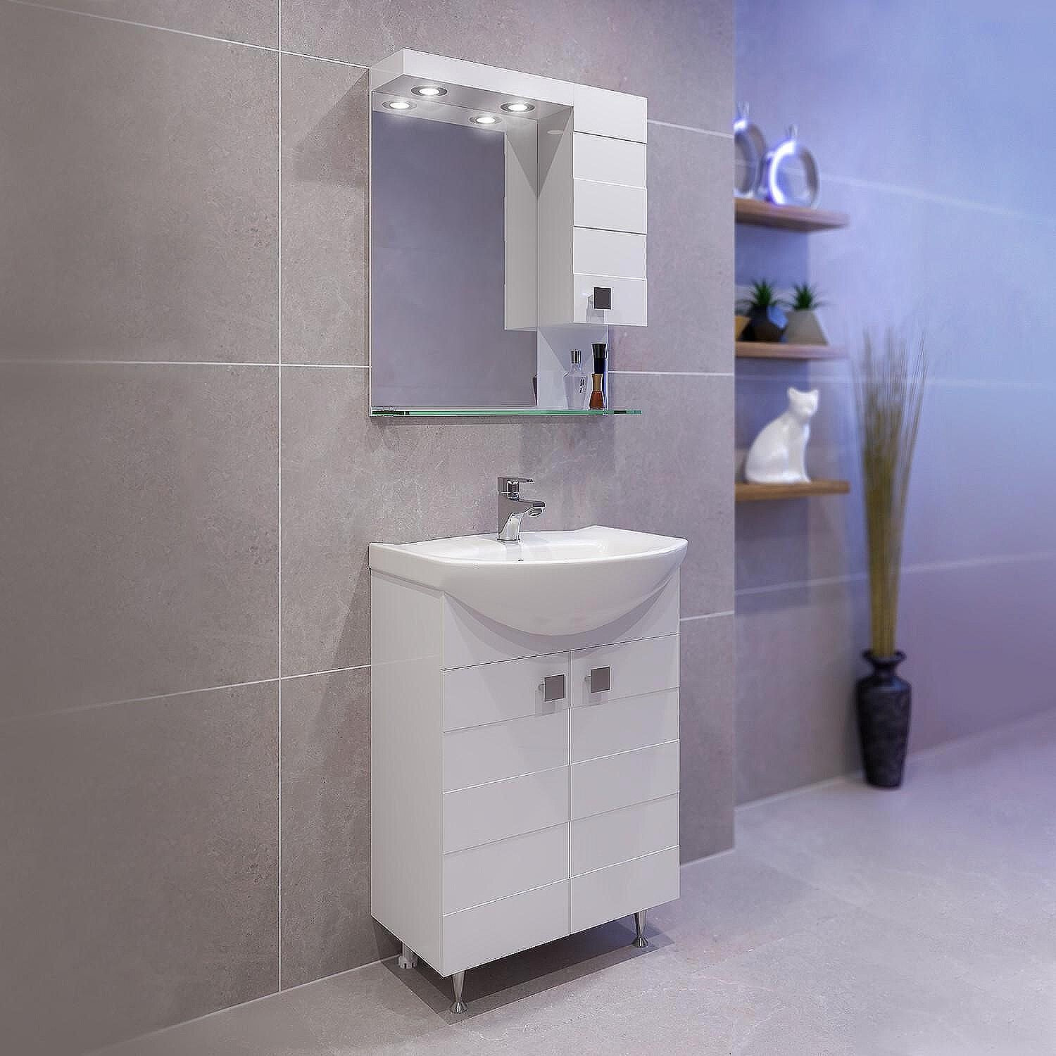 Долен шкаф с вграден умивалник за баня TRIANO Ирина 60 PVC
