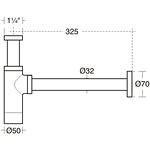 Дизайнерски Хромиран сифон 1/4 за мивка Ideal Standard E0079AA