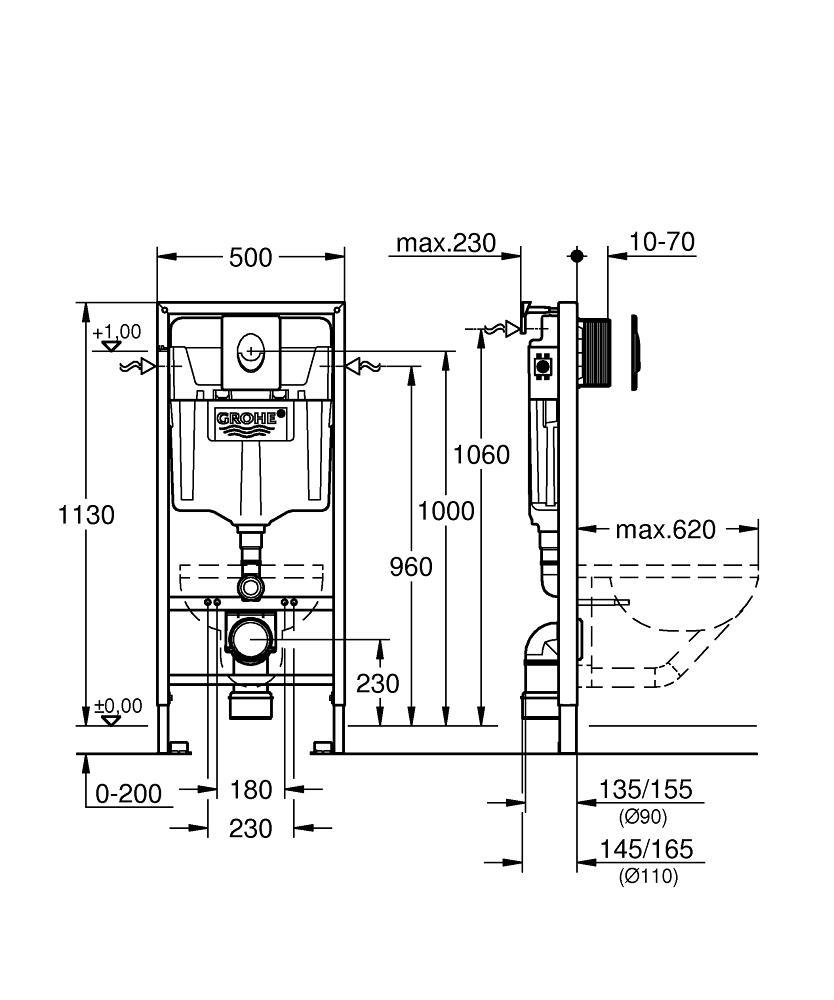 Структура за вграждане GROHE Rapid SL 3in1 Set For WC 38721001