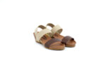 Sandale damă casual maro din piele naturală și textil 52.360