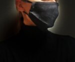 Двупластова памучна маска с джоб - Деним