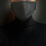 Двупластова памучна маска с джоб - Деним