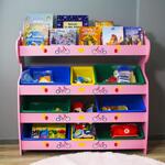 Детска етажерка - органайзер за играчки и книги ЖИРАФЧЕ, Розова