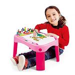 Детска масичка за рисуване с цветни моливи и флумастери, Розова