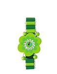 Детски дървен часовник за ръка Цвете, Зелен