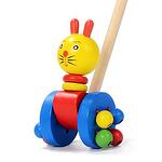 Дървена играчка за бутане - Зайче