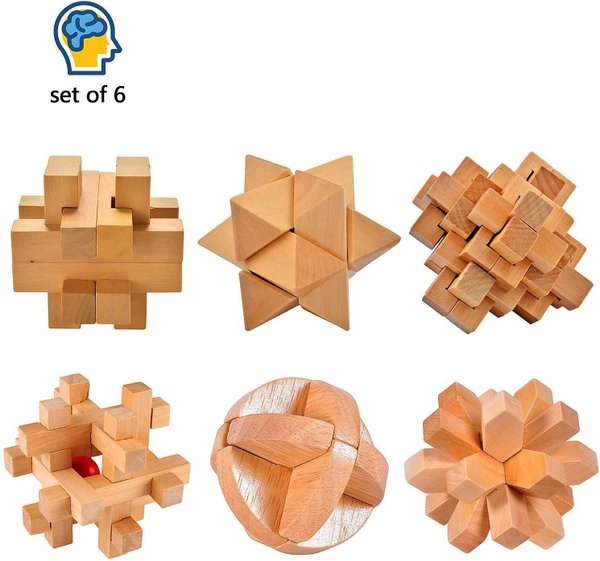Pazeli Комплект 3D дървени пъзели 6 броя