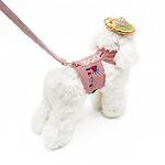 Дрешка-нагръдник за куче с повод, розова