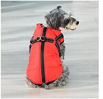 Топъл елек за куче със светлоотразителен  нагръдник, червен