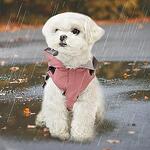 Непромокаемо яке с качулка и нагръдник за куче, розово