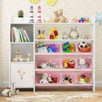 Детска етажерка - органайзер за играчки и книги, Бяло/Розово