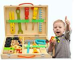 Детски дървен конструктор - куфар с инструменти