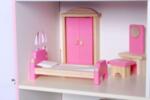 Дървена детска къща за кукли с обзавеждане 1412, Триетажна, Розово
