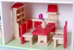 Дървена детска къща за кукли с обзавеждане 1412, Триетажна, Розово