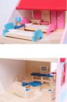 Дървена детска къща за кукли с обзавеждане, Розова 1413
